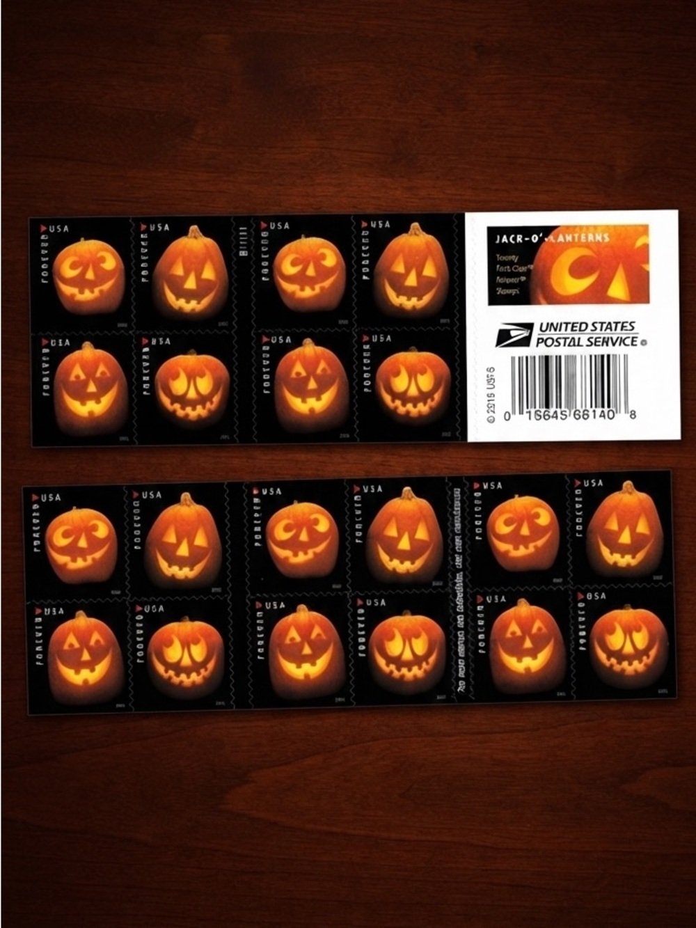 Halloween Jack-O'-Lantern USPS Postage Stamps - Orange 100pcs